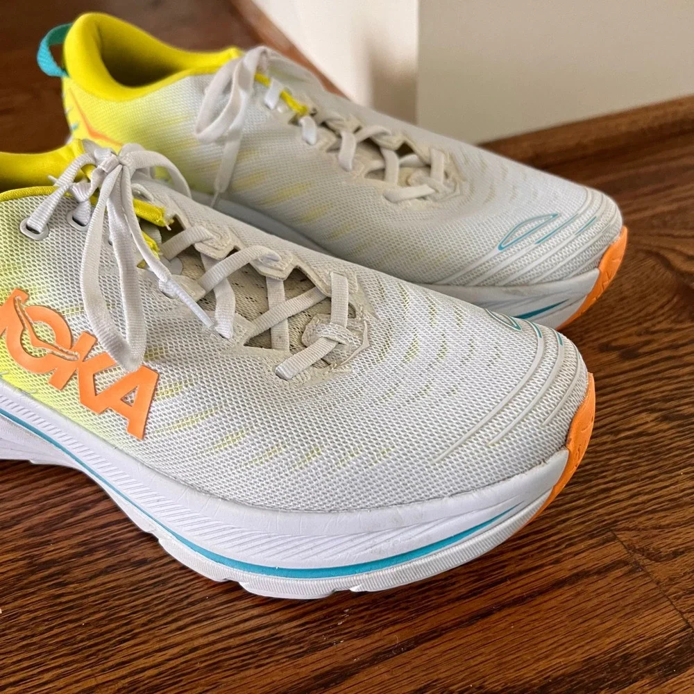 Hoka Bondi 8 Mens Running Shoes White Evening Primrose Citrus 1123202-WCEP